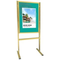 Gold Alüminyum Ayaklı Poster ve Reklam Panosu – A1/B1/B2, Açılır Kapak (İnfo Pano)