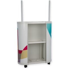 Taşınabilir Oval Plastik Tanıtım Standı – Fuarlık Promosyon Standı (Baskı Dahil)