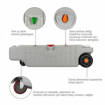 Porvaletti Portatif Tekerlekli Su Tankı 75L, Göstergeli