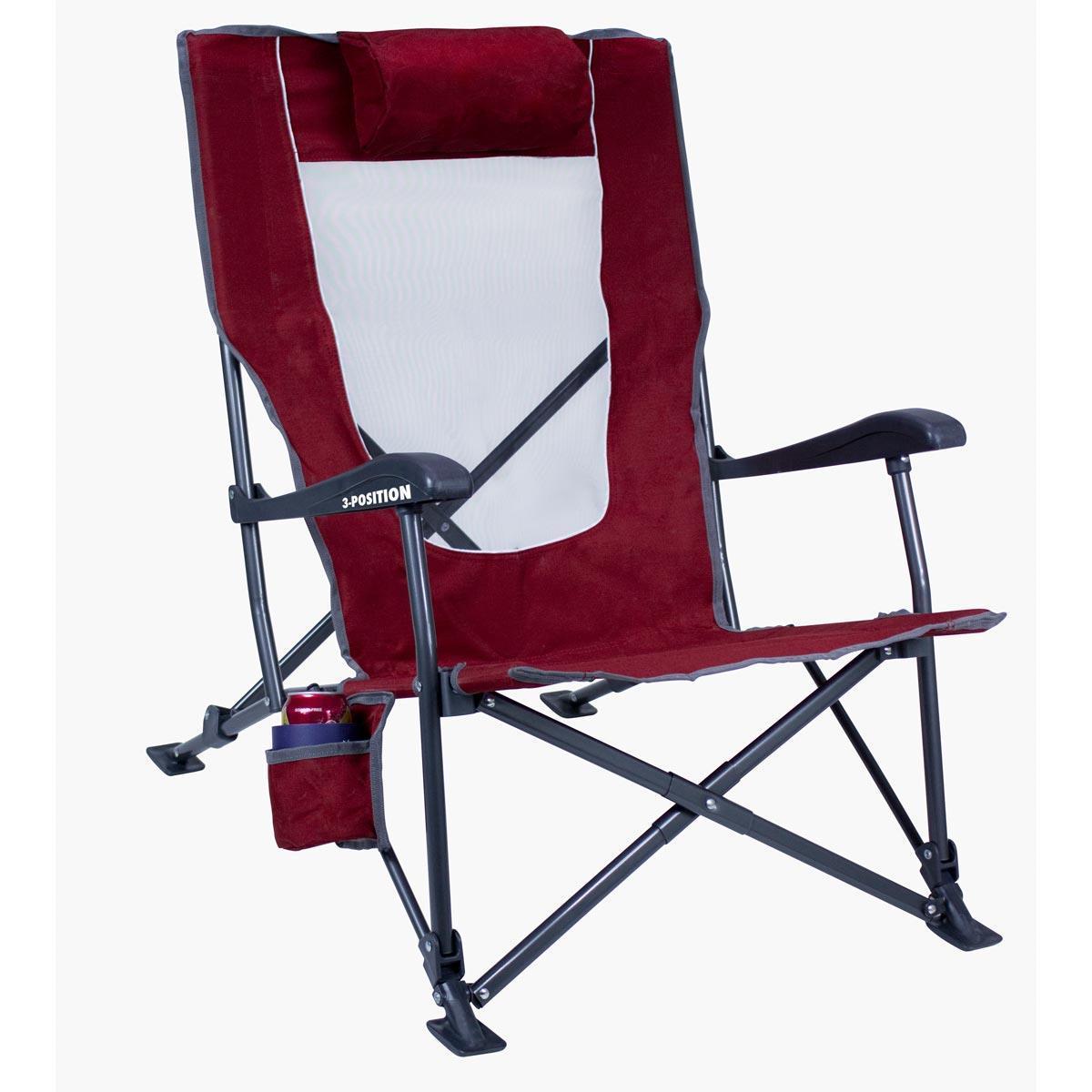 Gci Outdoor Low-Ride Recliner 3 Kademeli Katlanır Kamp Sandalyesi BORDO