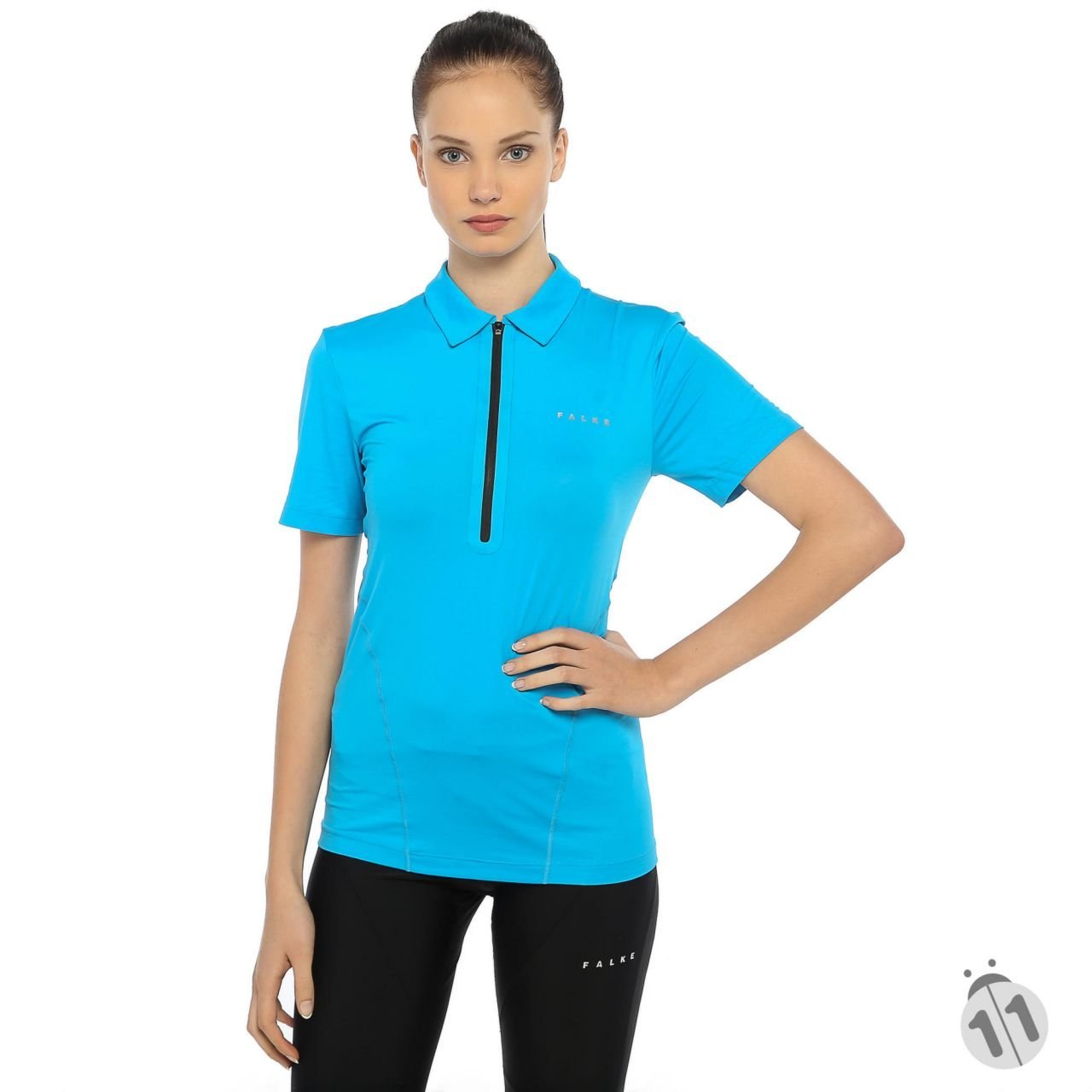 Falke Mavi Yarı Fermuarlı Profesyonel Sporcu Tişört
