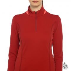 Gore-Tex Bayan Uzun Kollu Kırmızı Kanguru Cepli ProDryFit Outdoor, Koşu, Fitness Tişört