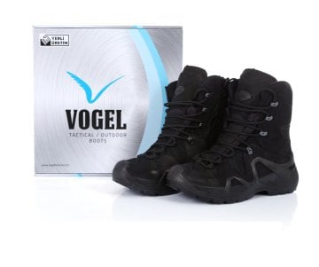 Vogel Tactical Fermuarlı Süet Siyah Askeri Bot