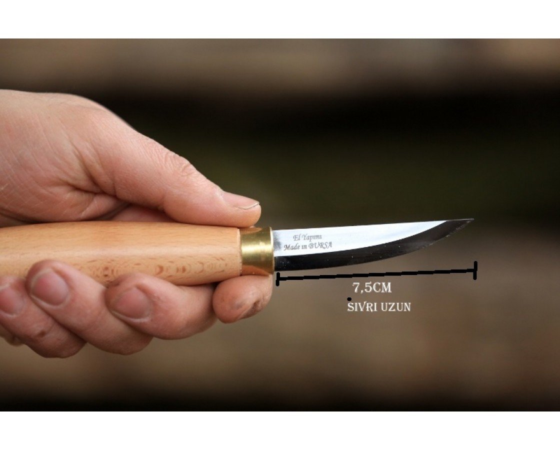 Ozul Knives Ahşap Kuksa Kaşık Oyma Bıçağı - 3 Sivri Uzun 7,5cm