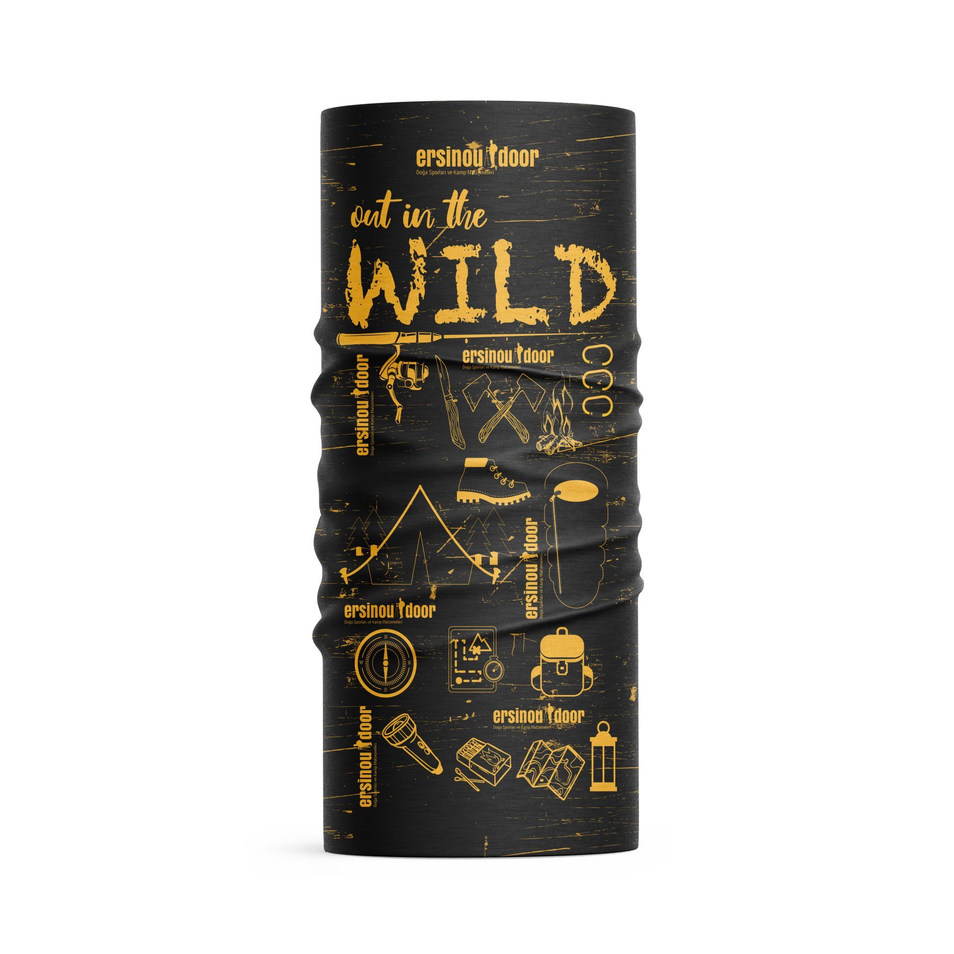 Bushlove Bushcraft Outdoor Wild Trekking Limited Bandana Siyah Turuncu