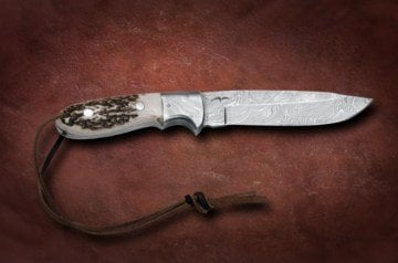 Bora DMS-B 606 Damascus Çelik, Boynuz Saplı Bıçak