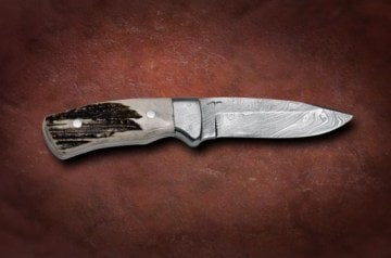 Bora DMS-B 607 Damascus Çelik, Boynuz Saplı Bıçak