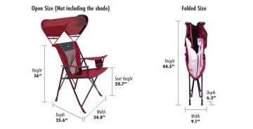 Gci Outdoor SunShade Comfort Pro Şemsiyeli Gölgelikli Kamp ve Plaj Sandalyesi Bordo