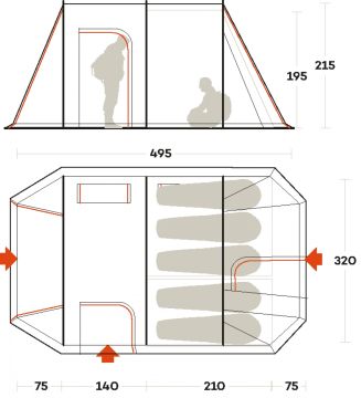 Ferrino Chanty Deluxe 5 Kişilik 15M² Aile Çadırı 3 Girişli