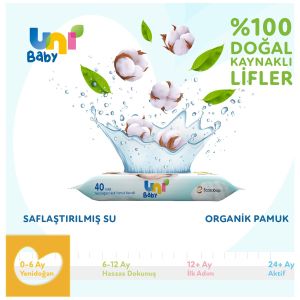 Uni Baby Yenidoğan Islak Mendil 3X40'lı