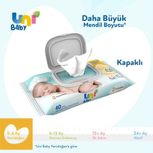 Uni Baby Yenidoğan Islak Mendil 3X40'lı