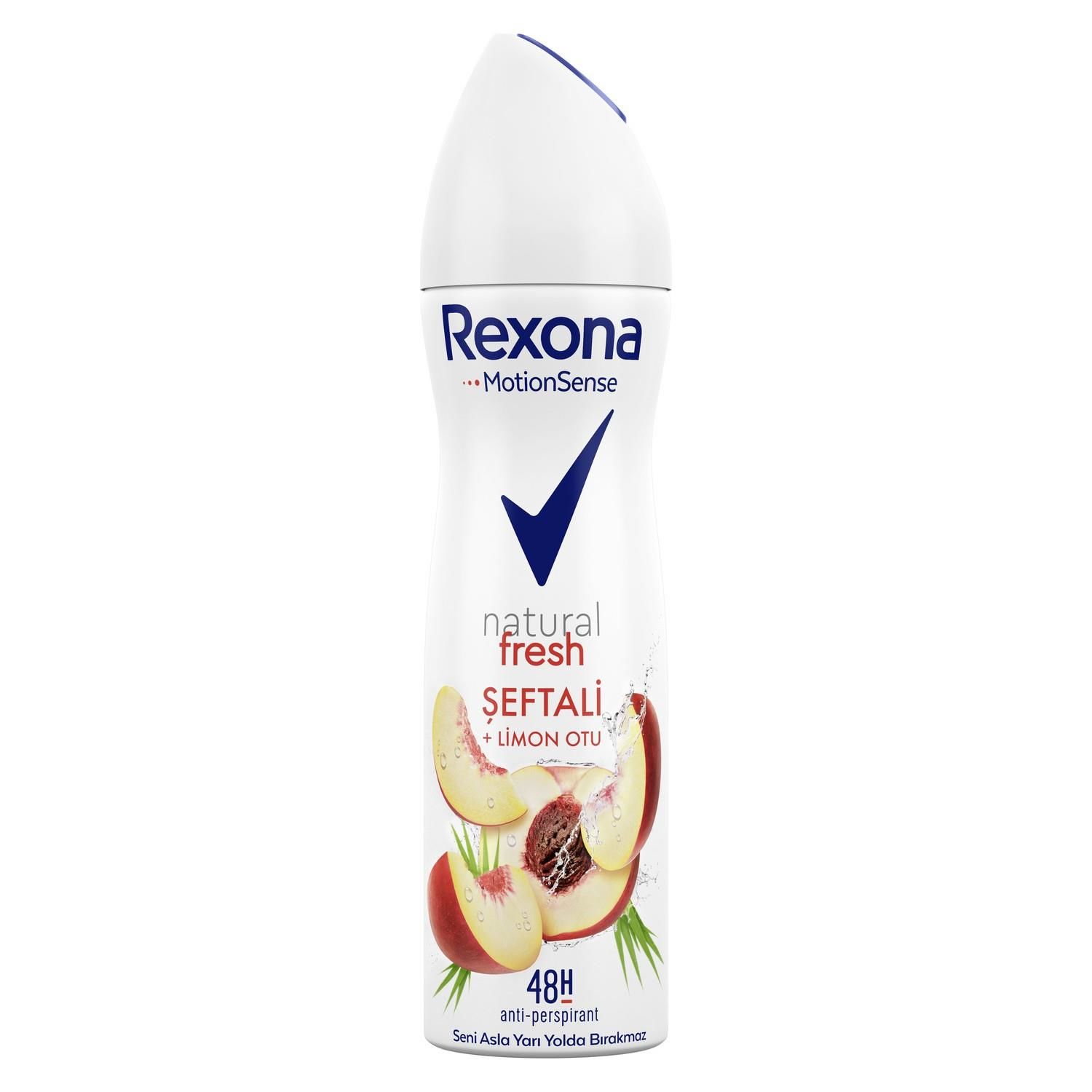 Rexona Motionsense Kadın Sprey Deodorant Natural Fresh Şeftalı + Limon Otu Tozu 150 ml