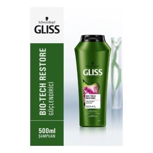 Gliss Bio-Tech Restore Güçlendirici Şampuan - Kök Hücre Kompleksi ve Gül Suyu ile 500 ml