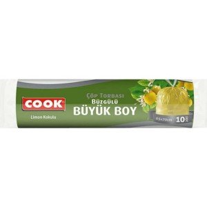 Cook Büzgülü Çöp Torbası Limonlu 65*70 Cm Büyuk Boy 10'lu