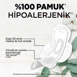 Kotex Natural Hijyenik Ped %100 Pamuk Hipoalerjenik Uzun 16'lı