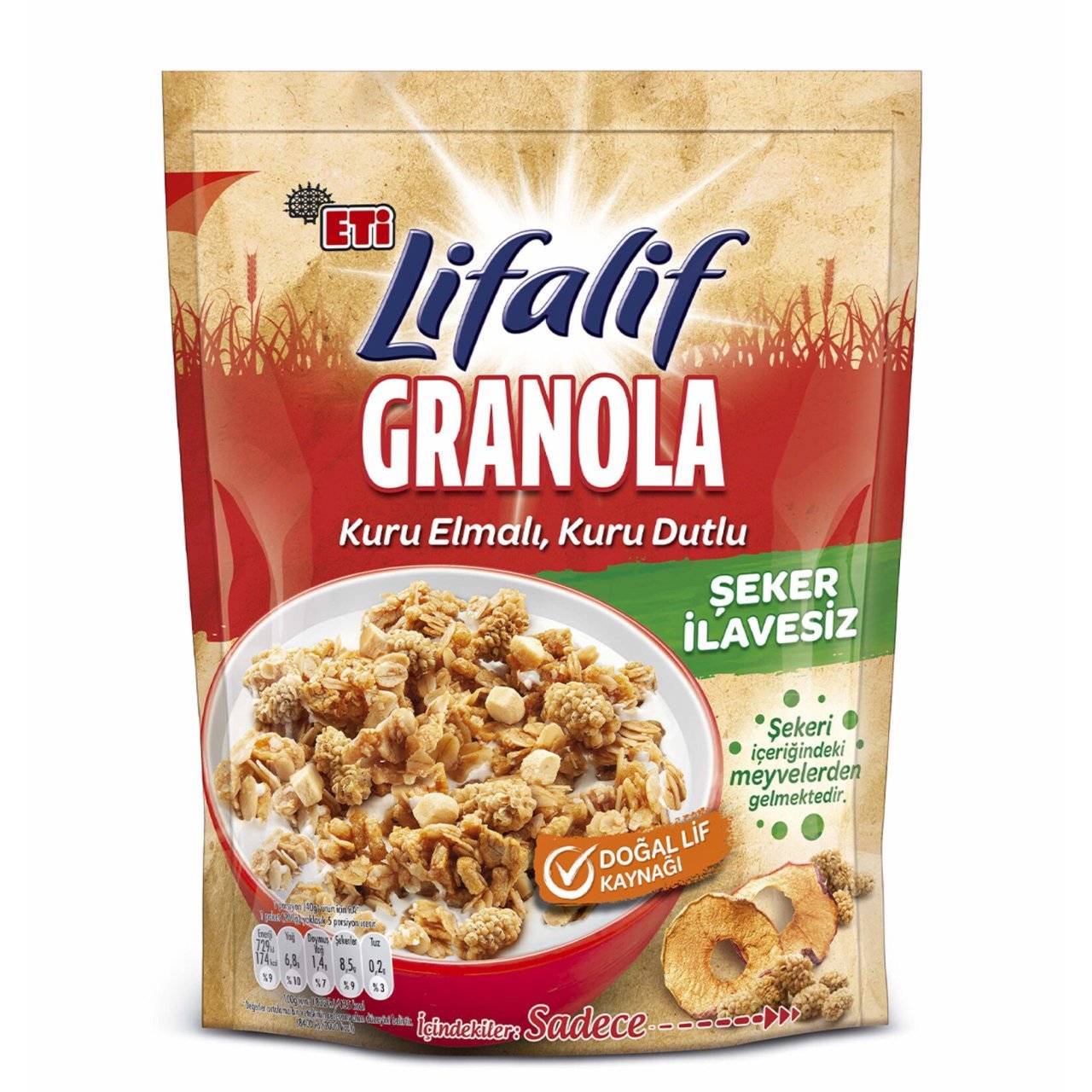 Eti Lifalif Granola Kuru Elmalı Dutlu 200 gr