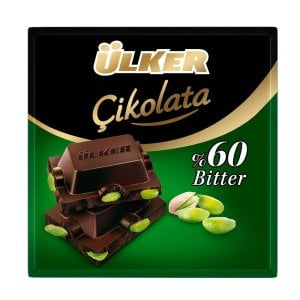 Ülker Antep Fıstıklı %60 Bitter Kare Çikolata 65Gr