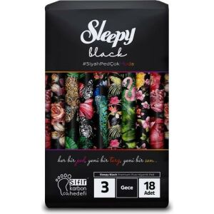 Sleepy Black Natural Ped Süper Ekonomik Gece 18'li