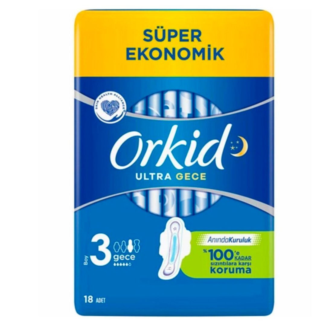 Orkid Ultra Extra Hijyenik Ped Gece Süper Ekonomik Paket 18'li