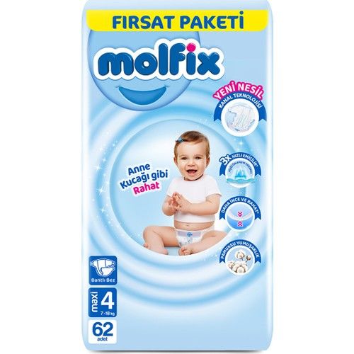 Molfix Fırsat Paketi Maxi 4 Beden 62 Adet