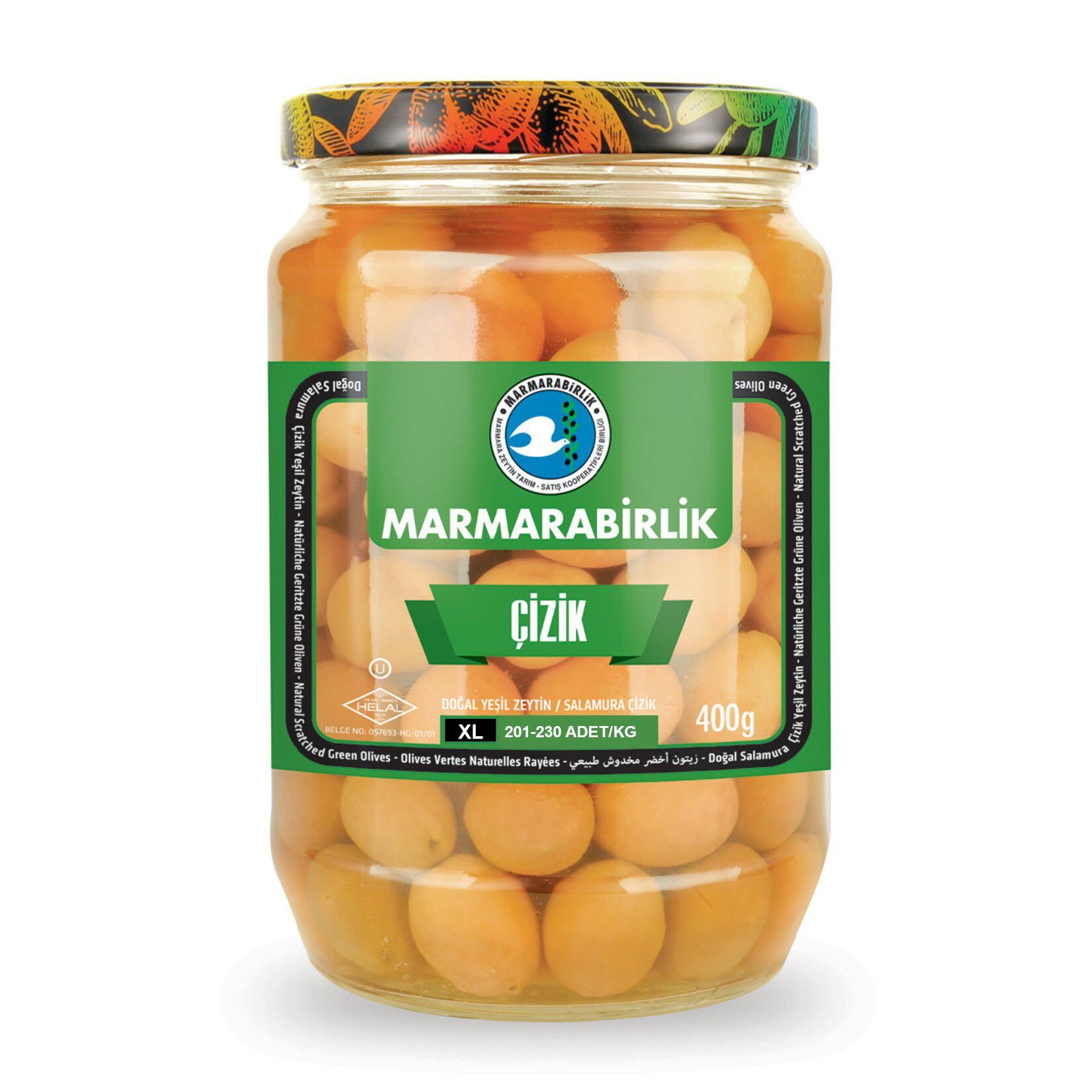 Marmarabirlik Çizik Zeytin 400 Gr Cam XL (201-230)