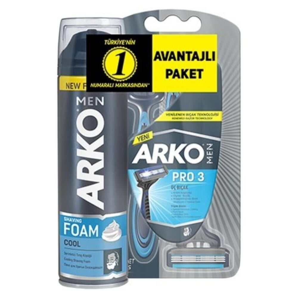 Arko Traş Köpüğü 200 Ml + Pro 3'lü Traş Bıçağı