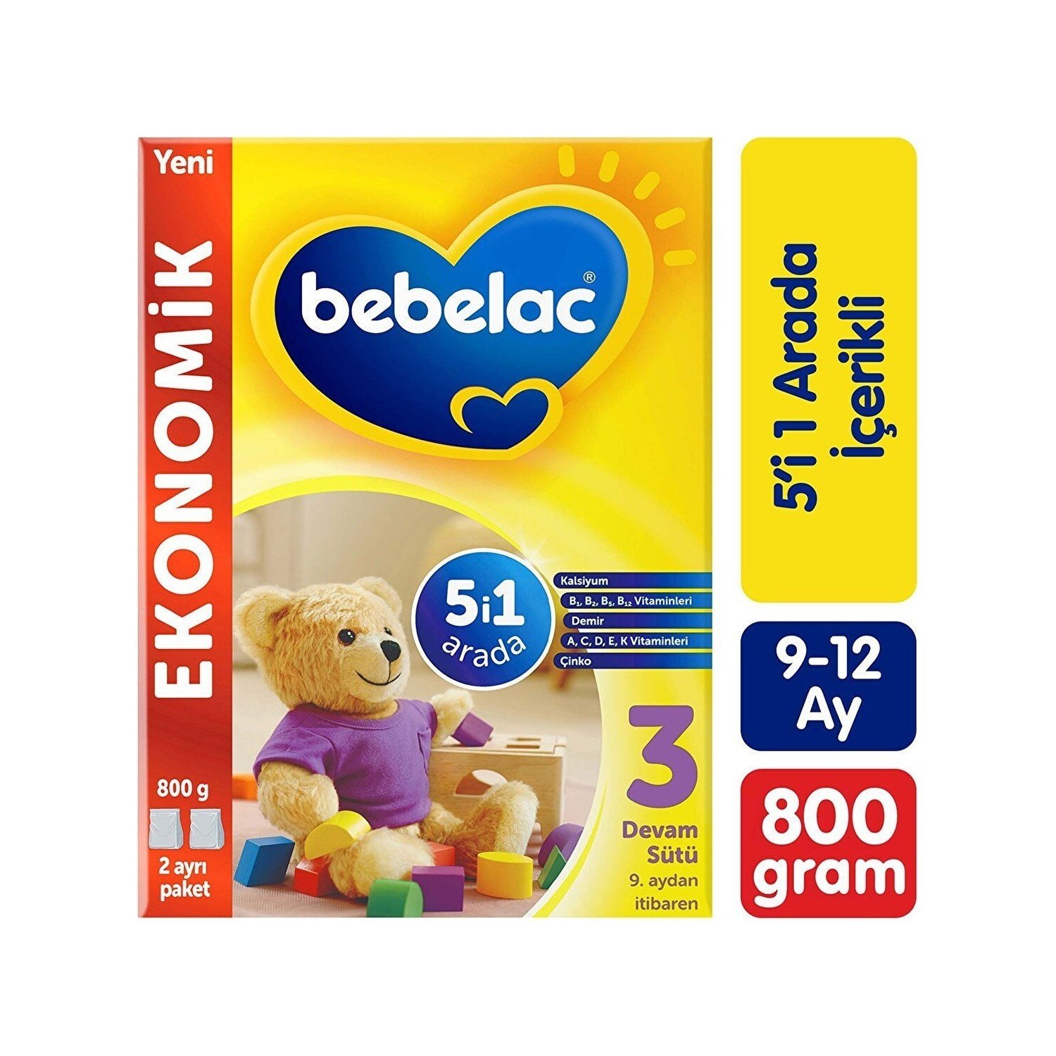 Bebelac 3 Devam Sütü 800 gr 6-12 Ay