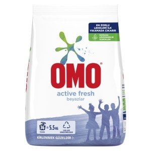 Omo Toz Çamaşır Deterjanı Active Fresh Beyazlar İçin 5,5 Kg 36 Yıkama