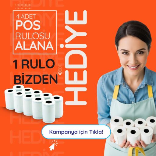 4 Adet POS Rulosu Alana 1 Rulo Hediye
