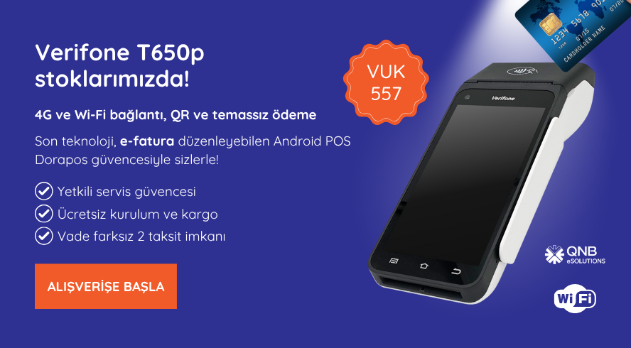 Verifone T650p Android POS stoklarımızda