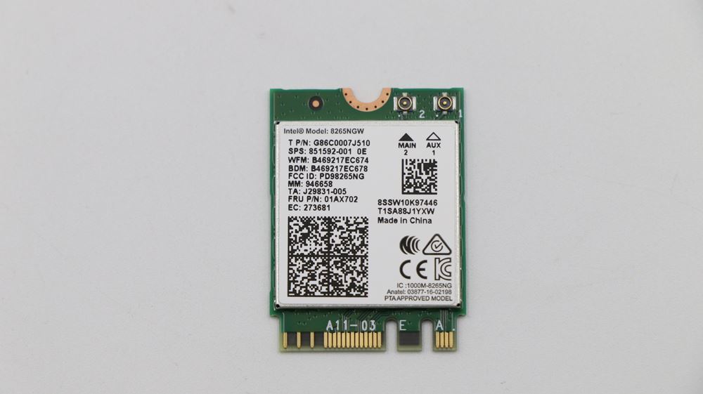 ThinkPad Dual Band Wireless 802.11ac 2X2 Wifi + BT 4.2 Combo Adapter Card 01AX704