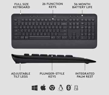 Logitech Signature MK650 Kurumsal Klavye ve Mouse Seti- Siyah