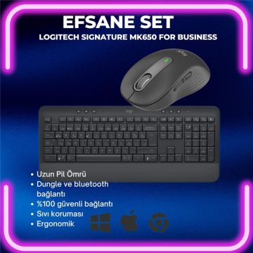 Logitech Signature MK650 Kurumsal Klavye ve Mouse Seti- Siyah