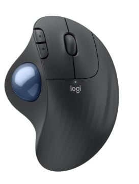 Logitech M575 Kablosuz Ergonomik Trackball Kurumsal Mouse - Siyah & Gri