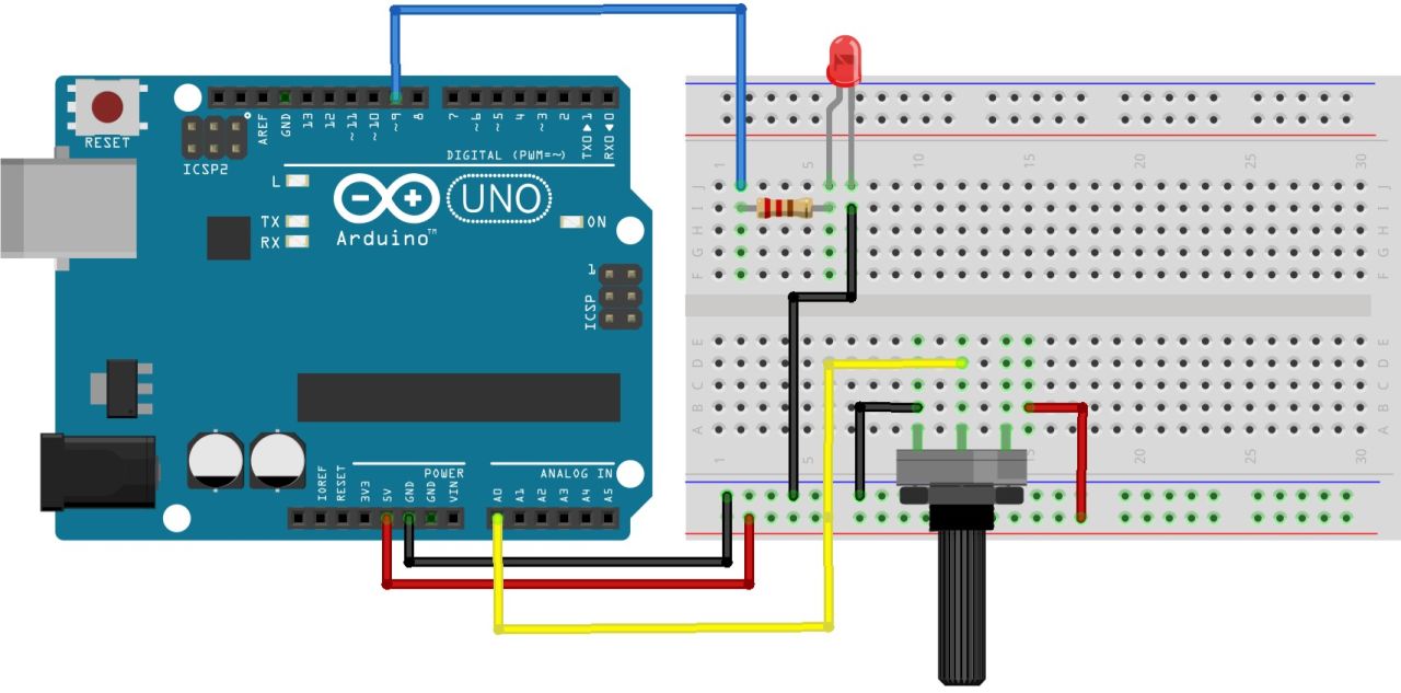 Arduino ile PWM Kullanımı (Potansiyometre ile LED Yakma)