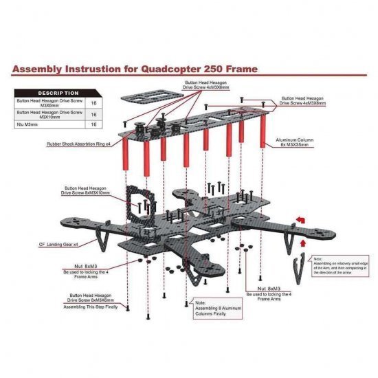 QAV250 ZMR250 Karbon Fiber Drone Gövdesi - Frame