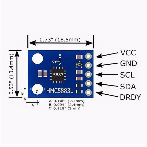 HMC5883L Arduino 3 Eksen Pusula Sensörü GY-273
