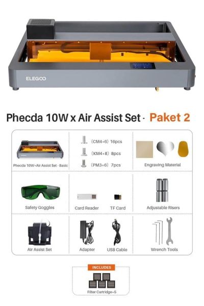 ELEGOO Phecda 10 Watt Lazer Gravür ve Kesici Paket 2