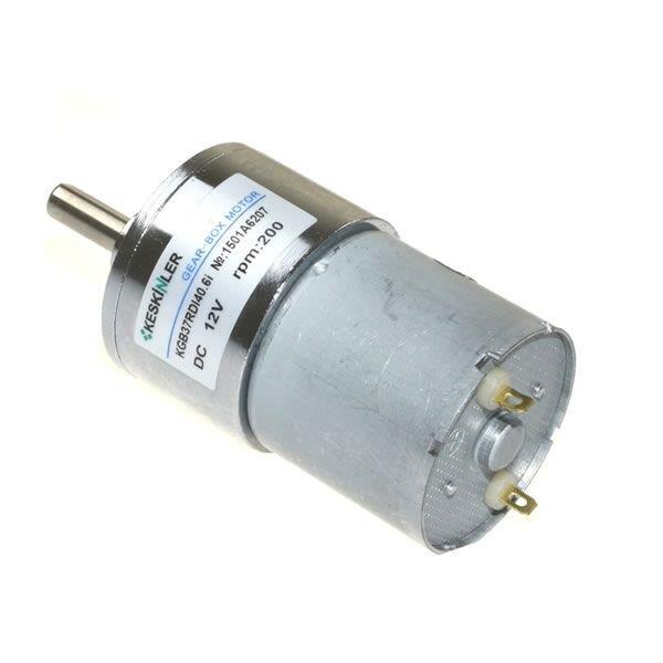 12V 200RPM 37mm Redüktörlü DC Motor