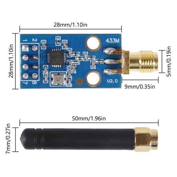 868 MHz CC1101 RF Modülü + Anten