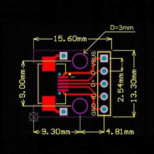 Micro Usb To Dip Çevirici Pcb