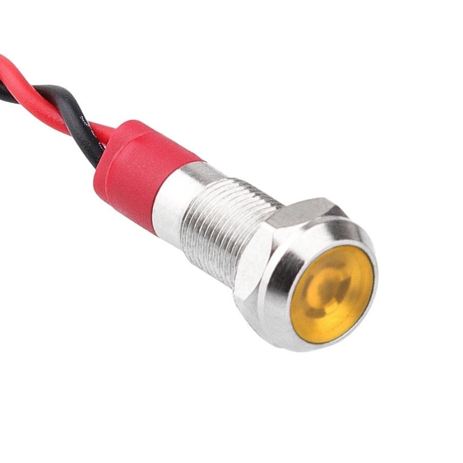 06L-P1 6mm 12-24V Kablolu Metal Sinyal Lambası - Sarı