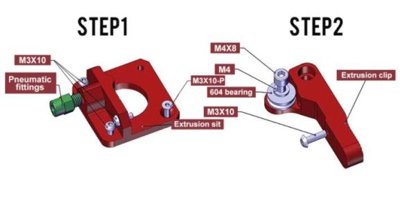 Ender3 Pro Uyumlu MK8 Alüminyum Kırmızı Extruder 1.75mm(Sağ)