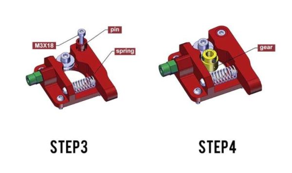 Ender3 Pro Uyumlu MK8 Alüminyum Kırmızı Extruder 1.75mm(Sağ)