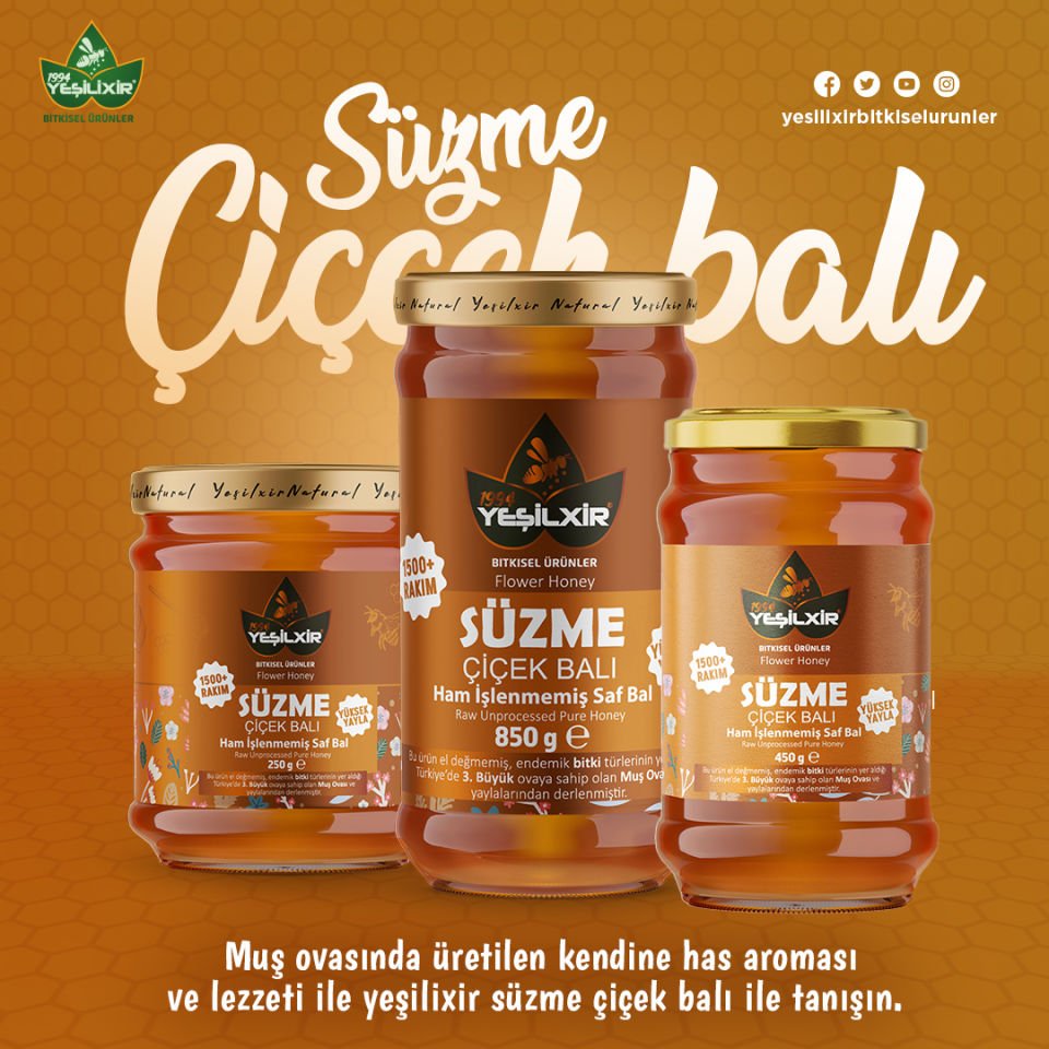 Yeşilixir Süzme Çiçek Balı 250 Gr (Yeni Sezon)