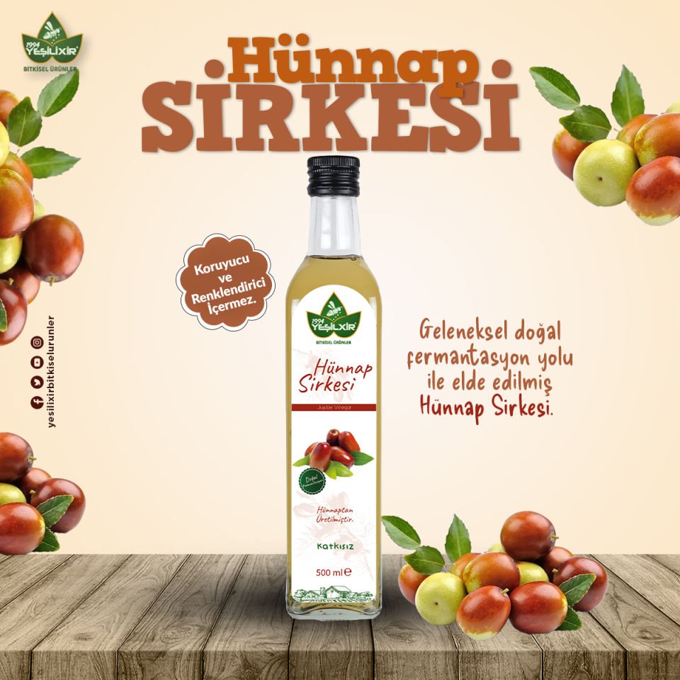 Yeşilixir Hünnap Sirkesi 500 Ml Katkısız