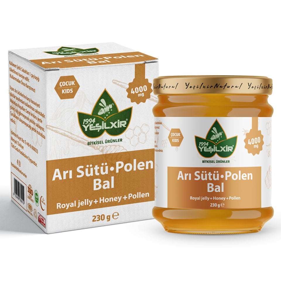 Yeşilixir Arı Sütü Polen Bal 4000 mg (Kids)
