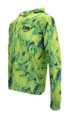 Stafu .99 Erkek Kapüşonlu, Uzun Kollu, Ultra Hafif Balıkçı Yelkenci Trophy Desenli Lime UV Korumalı Tişört