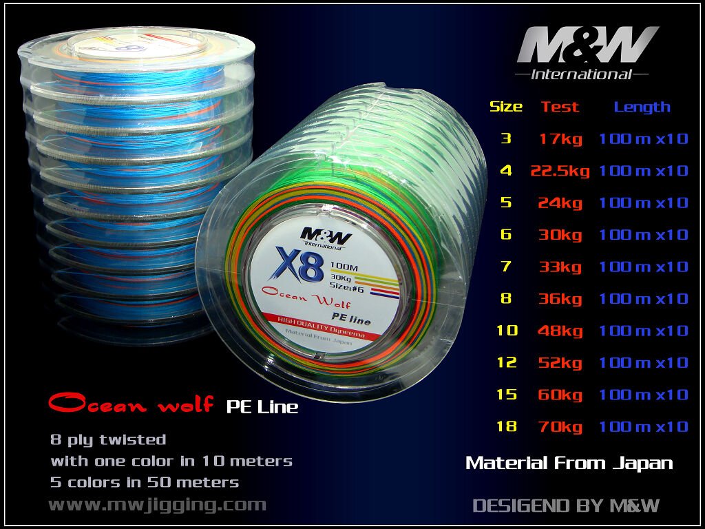 M&W Ocean Wolf 8 Örgülü 100 m Renkli İp Misina