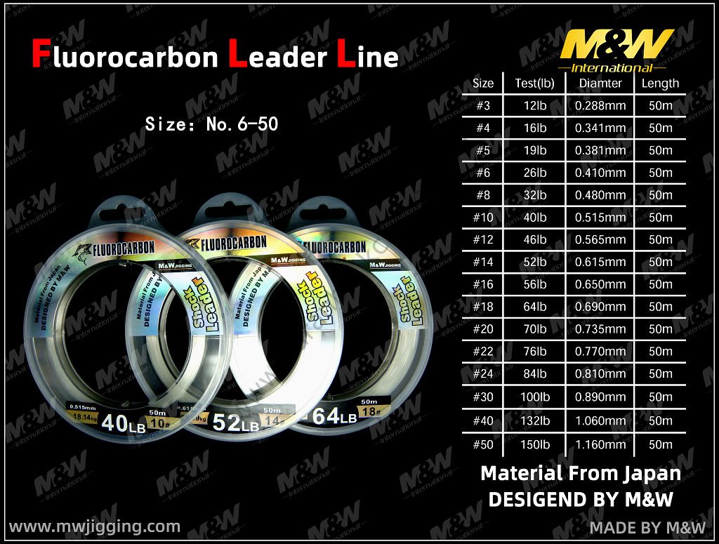 M&W Fluorocarbon Leader Line Misina 50 Metre